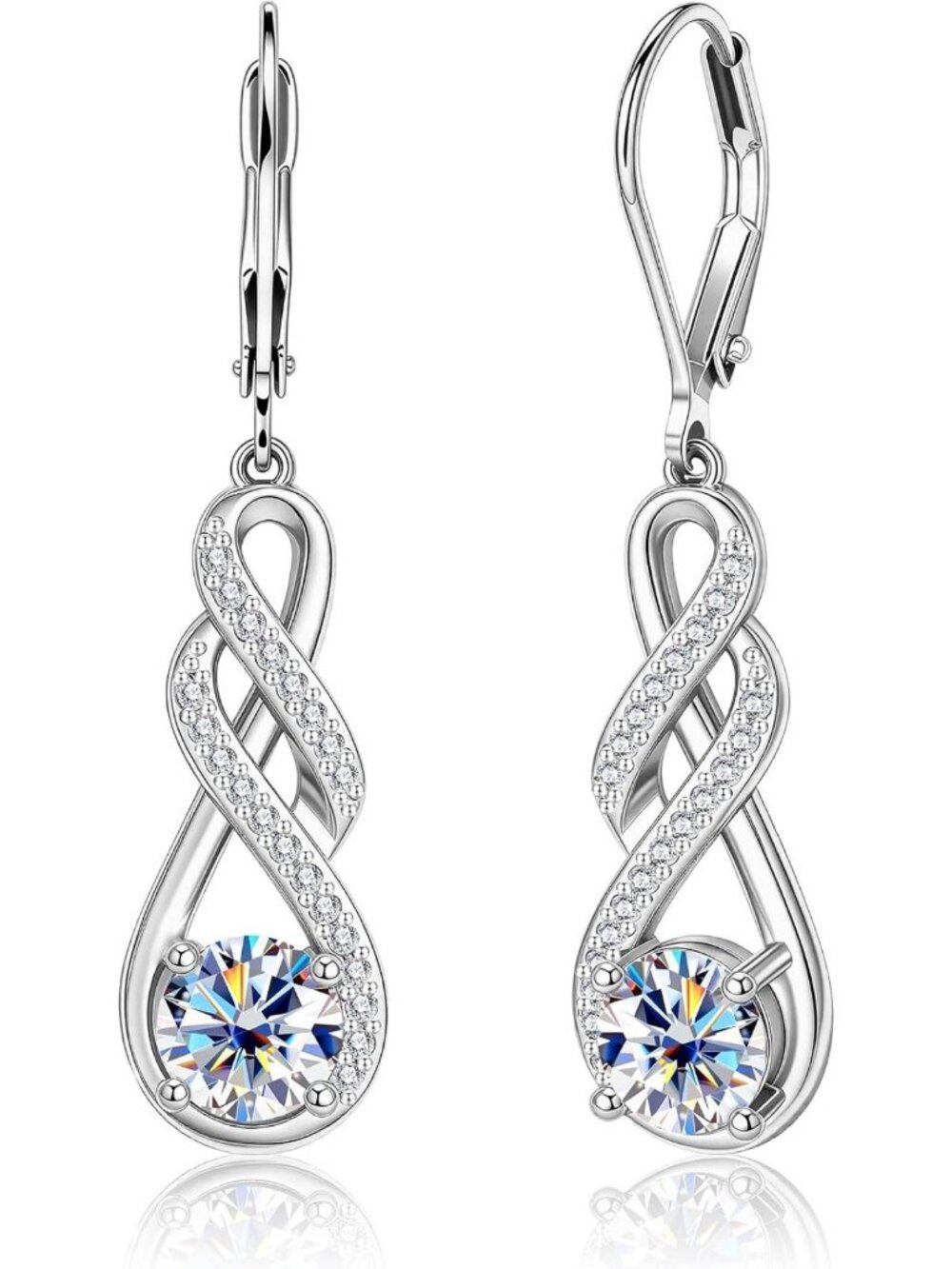 Stunning 2ct Moissanite Infinity Dangle Drop Earrings for Women - Elegant